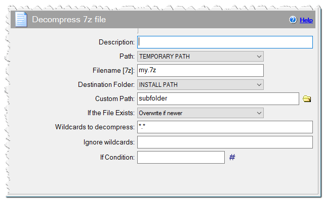 Decompress 7z file command