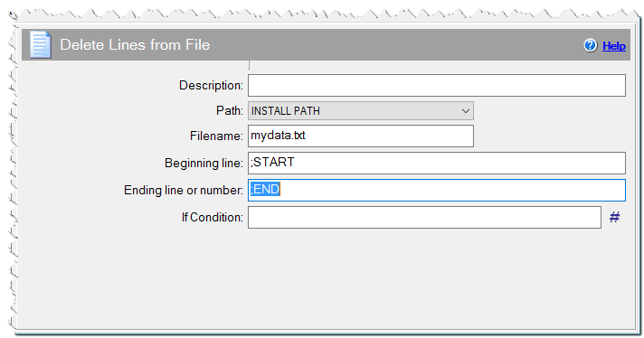 Delete lines from file command