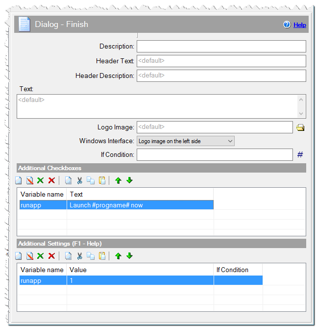 Dialog - Finish command