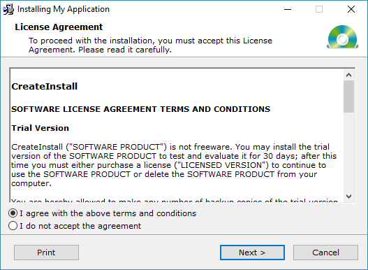 Example of Dialog - License