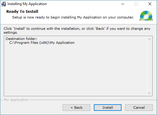 Example of Dialog - Ready To Install