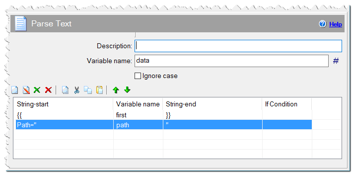 Parse Text command