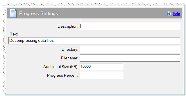 Progress Settings command