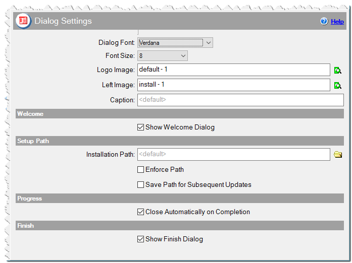 Dialog Settings in CreateInstall Assistant installer