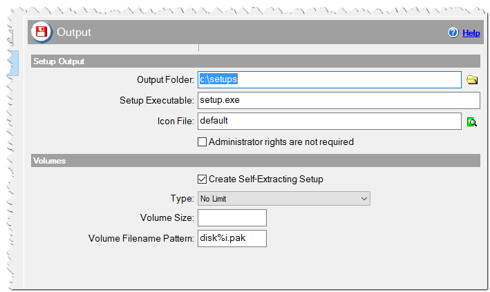 Output Settings in CreateInstall Assistant installer