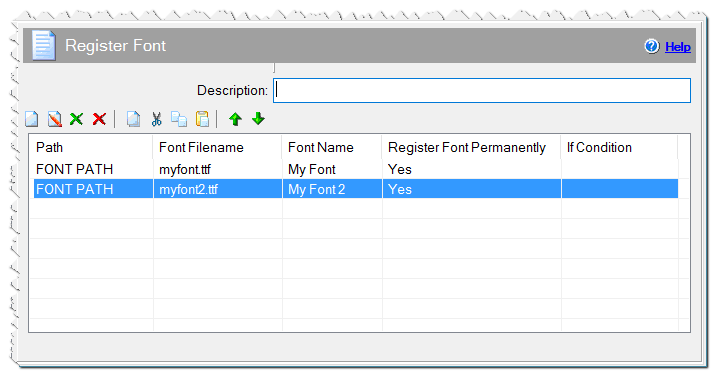 Register Font command