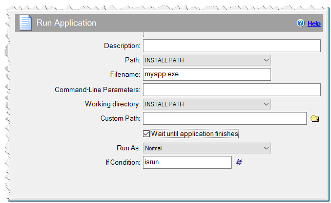 Run application command