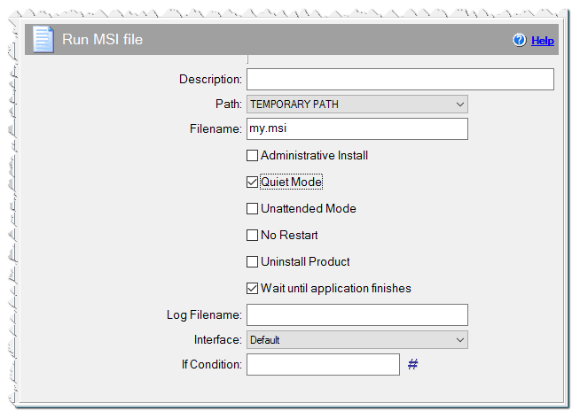 Run MSI file command