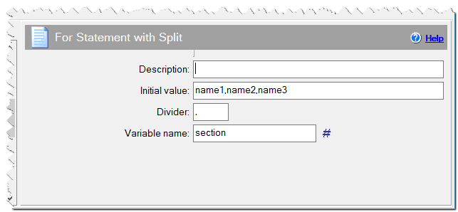 For statement with Split command