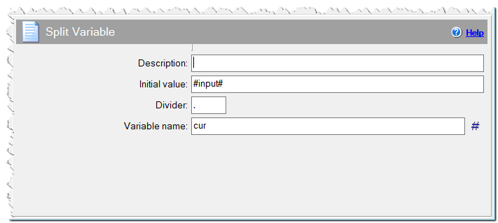 Split Variable command