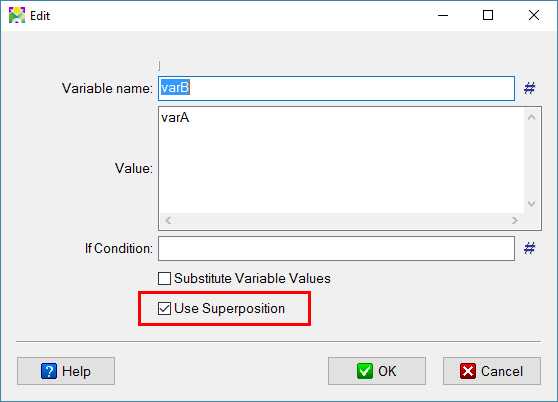 Superposition of the varB variable