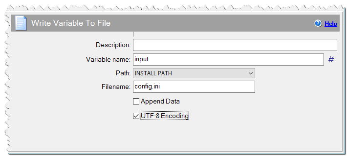 Write variable to file command